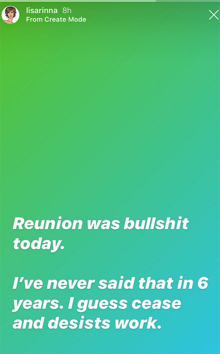 Lisa Rinna called the reunion bulls