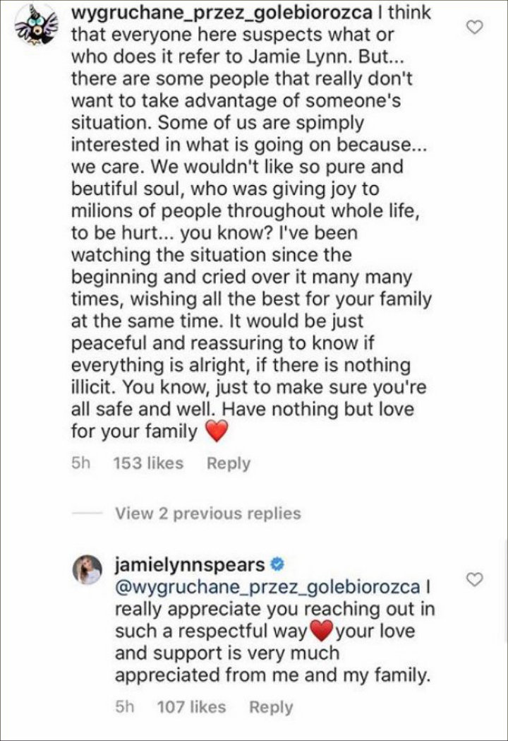 Jamie Lynn Spears Hits Back at Troll Criticizing Family's Silence on Britney's Mental Health Issues