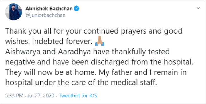 Abhishek Bachchan's Twitter Post