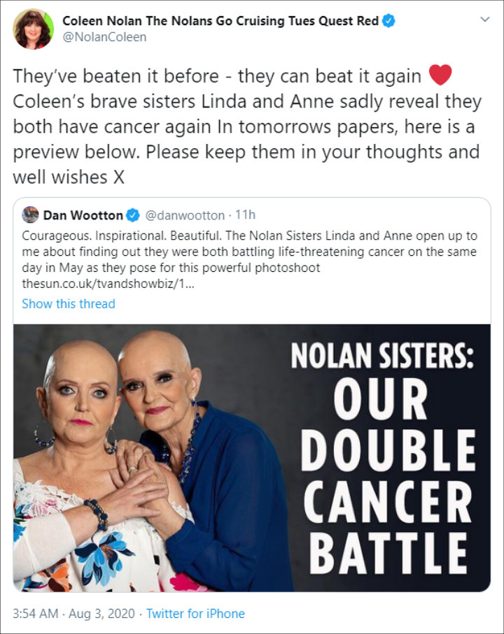 Coleen Nolan's Twitter Post