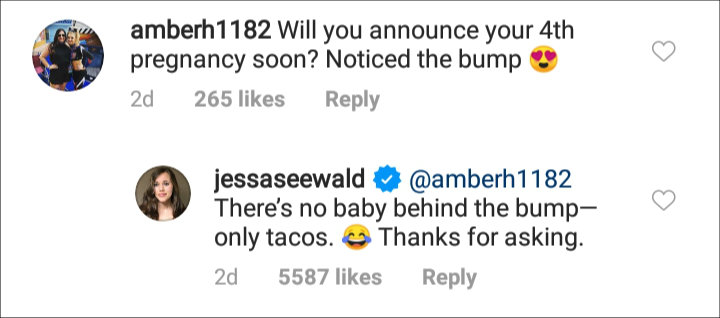 Jessa Duggar's IG comment