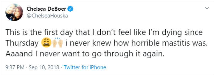 Chelsea Houska's Tweet