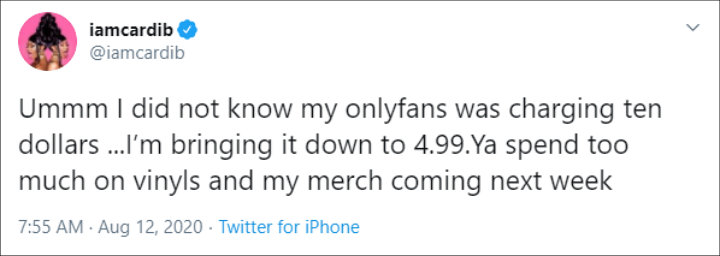 Cardi B's Tweet