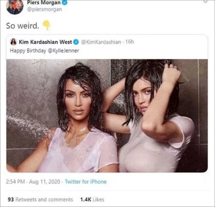 Piers Morgan Mocks Kim Kardashian's Birthday Tribute to Kylie Jenner