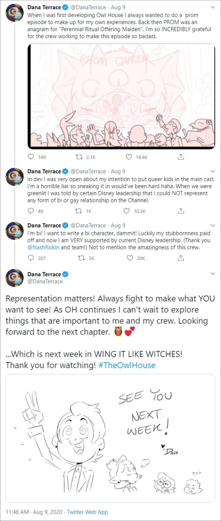 Series creator Dana Terrace talked on her Twitter account about creating Luz Nozeda for the show