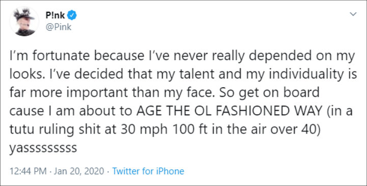 Pink's Tweet