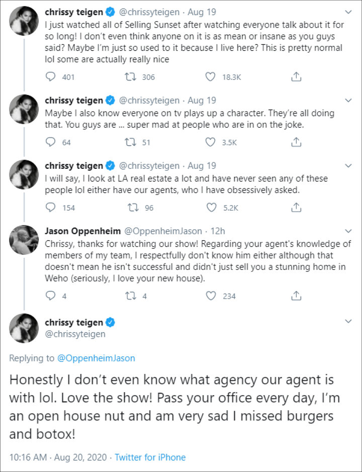 Jason Oppenheim responded to Chrissy Teigen doubting his real estate career