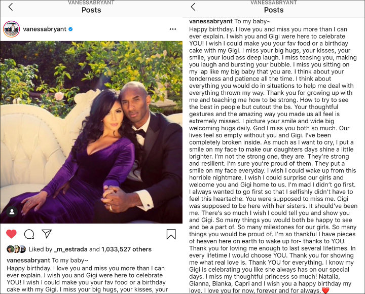Vanessa Bryant's IG Post