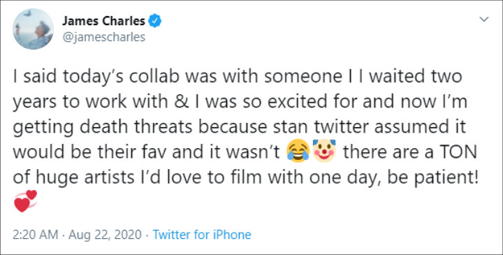 James Charles Gets Death Threats for Hyping Up JoJo Siwa Makeover