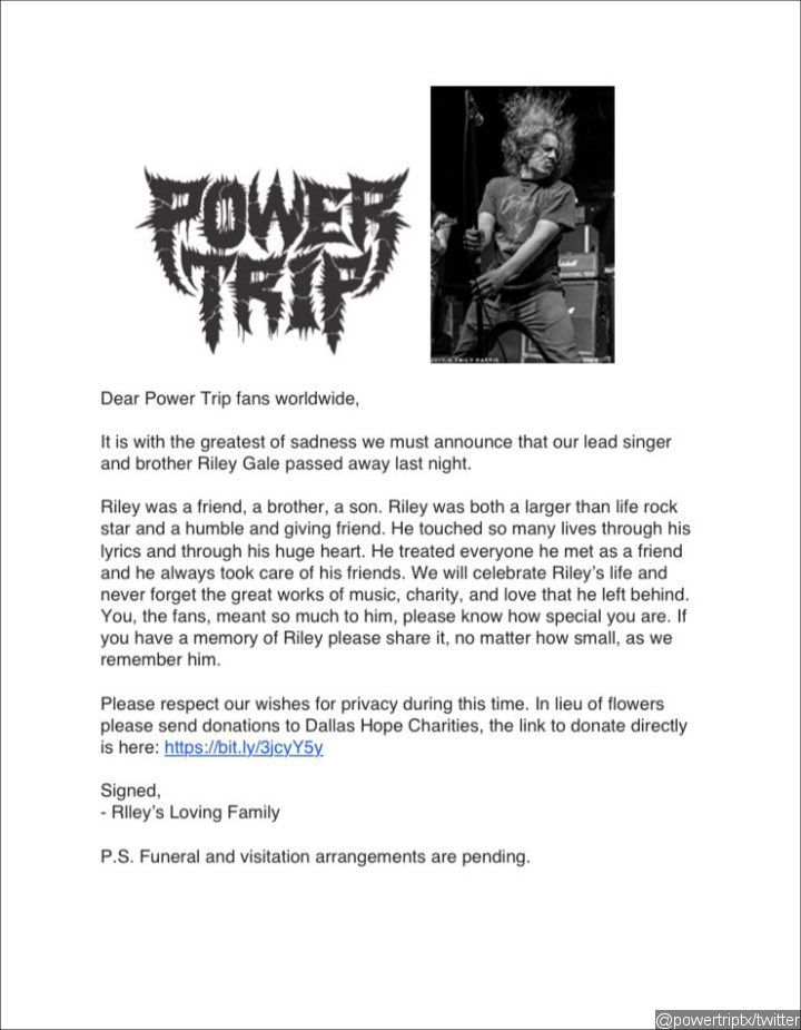 Power Trip Confirms Riley Gale's Death