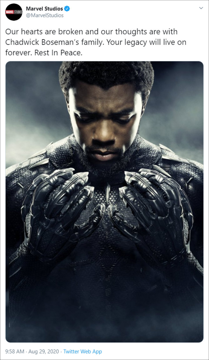 Marvel Studios Released Statement on Chadwick Boseman's Death