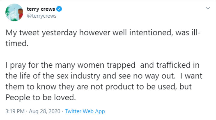 Terry Crews admitted that his 	Magic City tweet was ill-timed