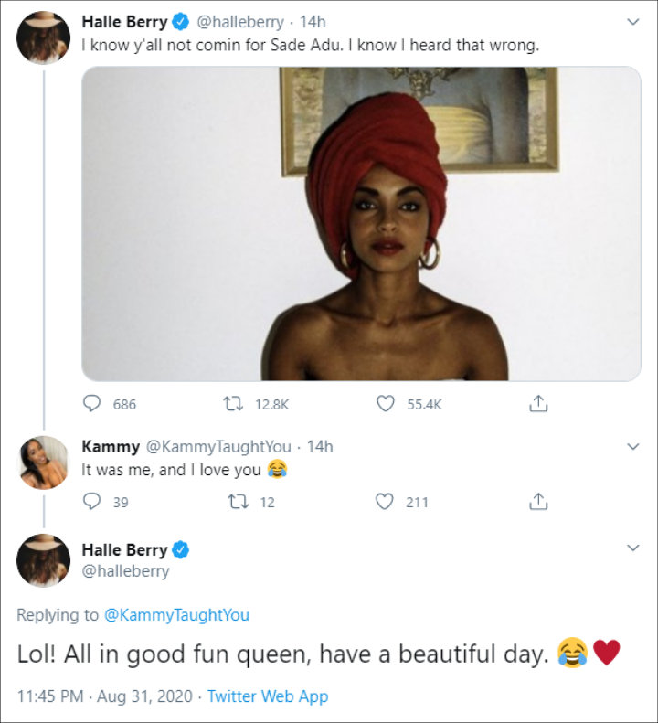 Halle Berry defended Sade Adu