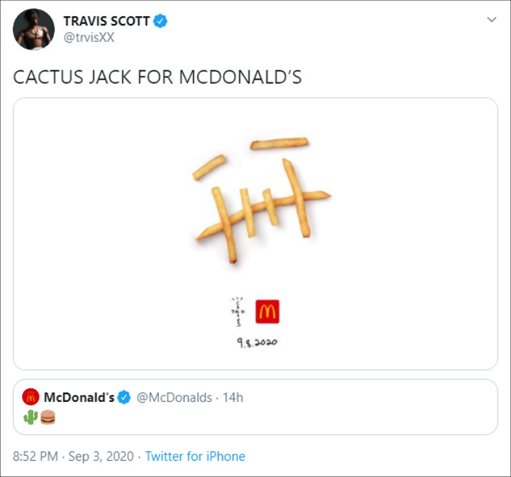 Travis Scott's Tweet