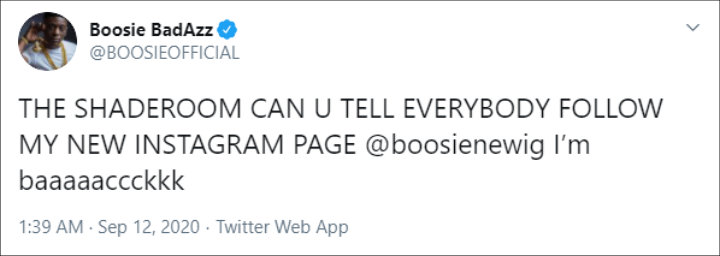 Boosie Badazz shared that he's back on Instagram