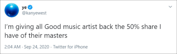 Kanye West's Tweet 01