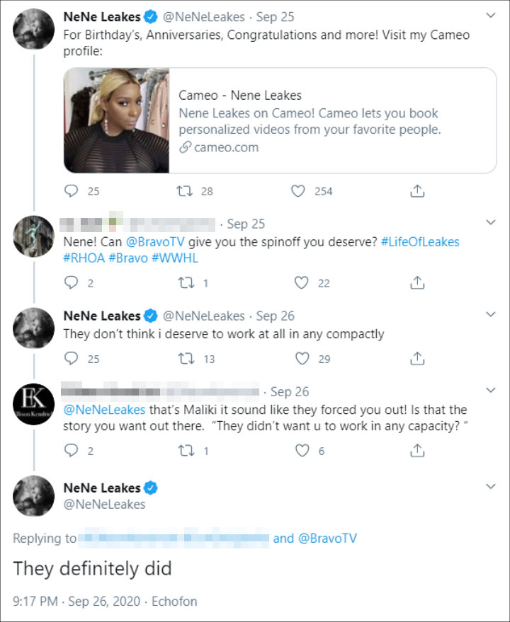 NeNe Leakes alleged that Bravo forced her to exit RHOA