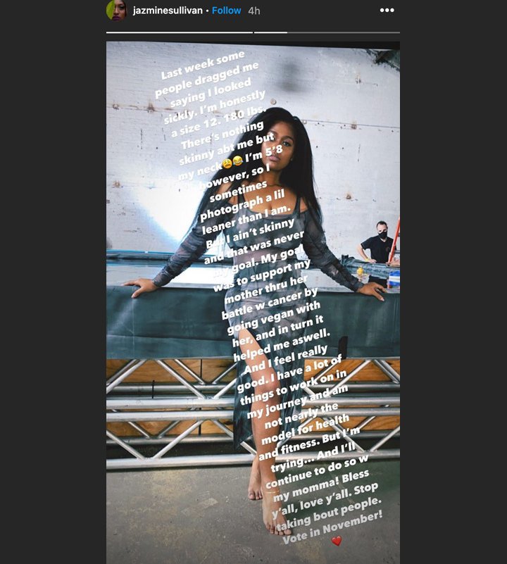 Jazmine Sullivan Defends Major Weight Loss After People Criticize Her