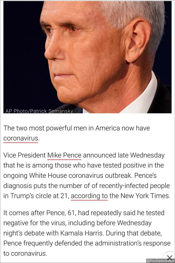 Deadline's Article on Mike Pence's COVID-19 Diagnosis