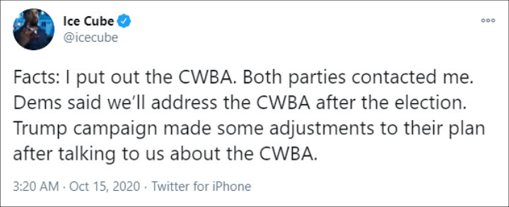 Ice Cube's Tweet