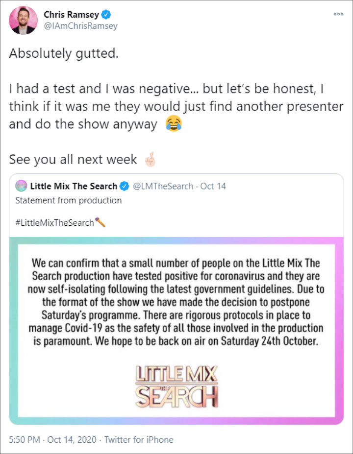 Chris Ramsey's Twitter Post