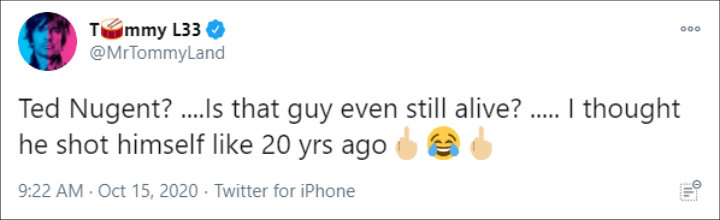 Tommy Lee's Twitter Post