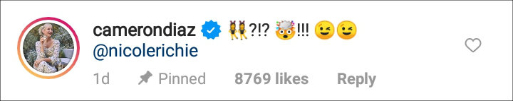 Cameron Diaz IG Comment
