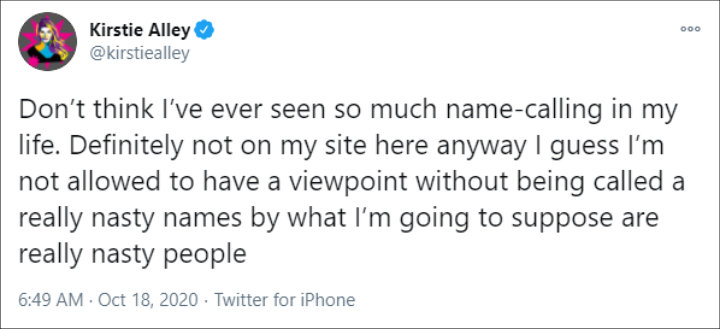 Kirstie Alley's Tweet