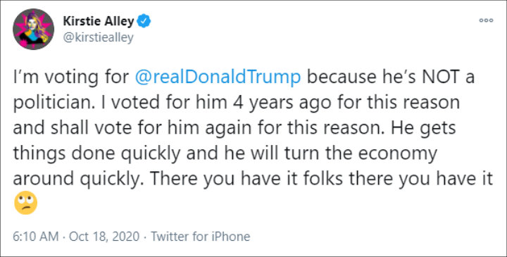 Kirstie Alley's Tweet