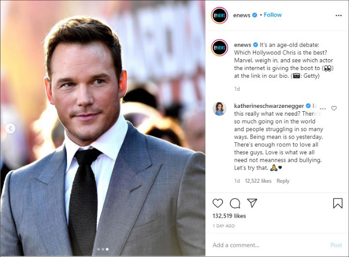 Katherine Schwarzenegger's Comment on Chrises Comparison