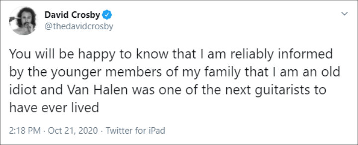 David Crosby's Twitter Post 01