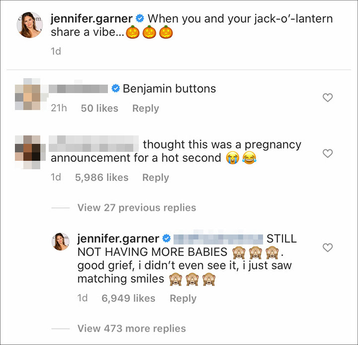 Jennifer Garner's IG Comment
