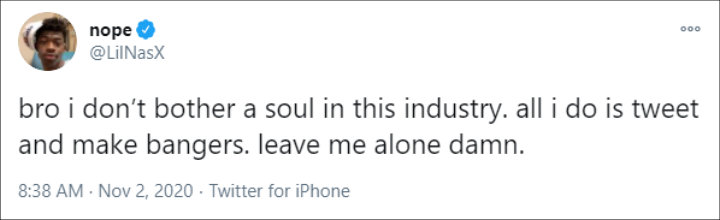 Lil Nas X's Twitter Post 02