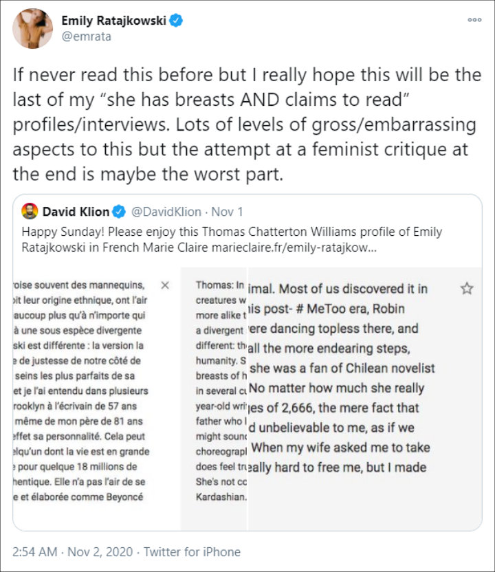 Emily Ratajkowski's Tweet