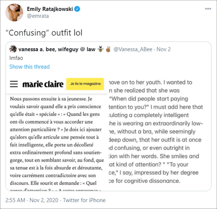 Emily Ratajkowski's Tweet
