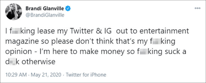 Brandi Glanville's Tweet