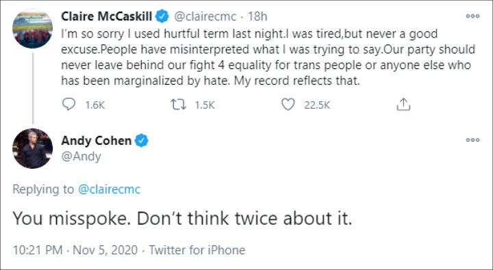 Andy Cohen slammed for defending ormer Sen. Claire McCaskill
