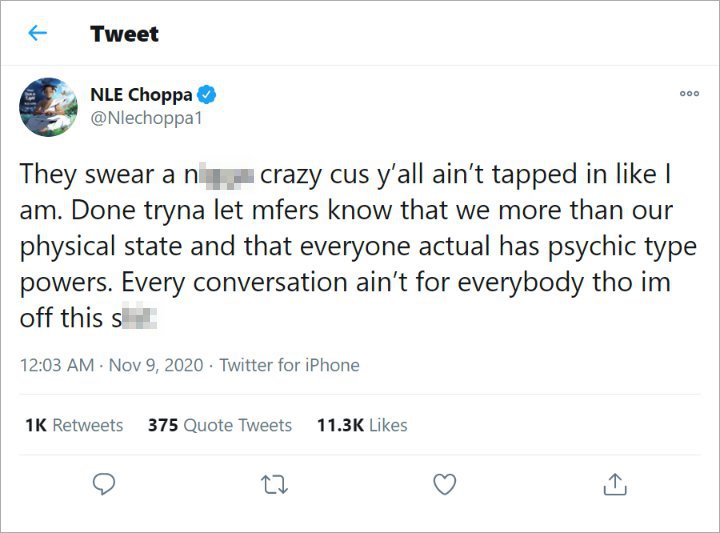 Nle Choppa Claps Back After Called Crazy For Claiming King Von S Spirit Visits Him