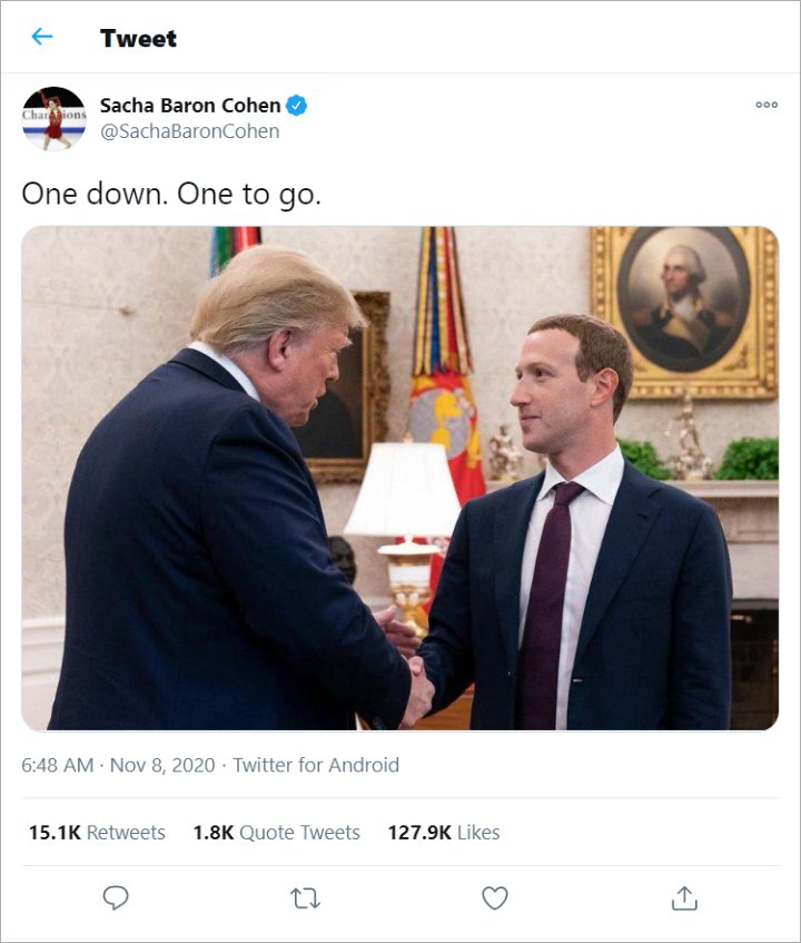Sacha Baron Cohen's Tweet