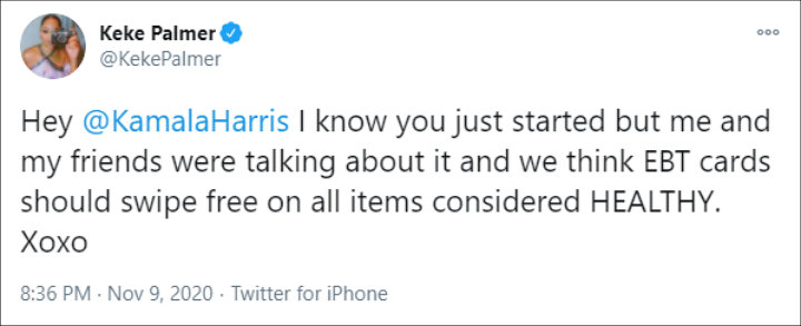 Keke Palmer's Tweet