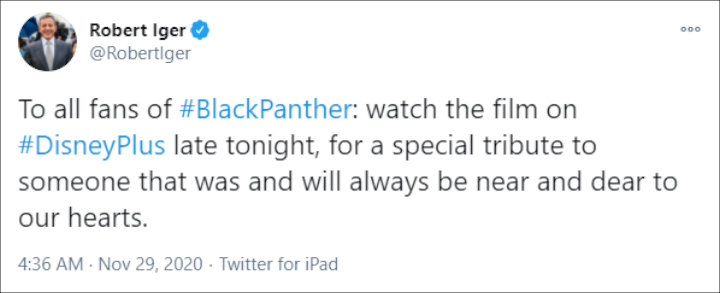 Bob Iger's Tweet