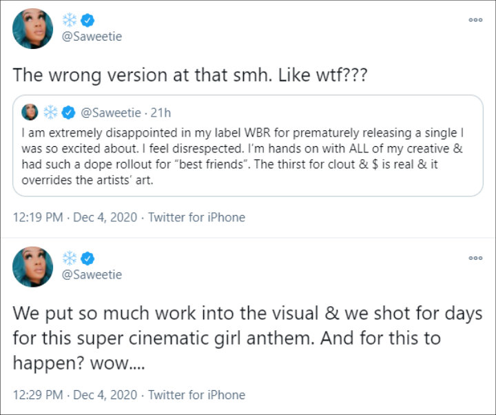 Saweetie slammed her label for releasing Doja Cat collab song early