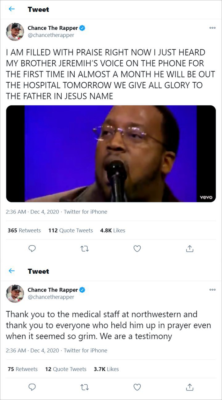 Chance The Rapper's Tweet