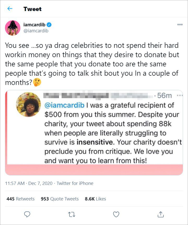 Cardi B's Tweet