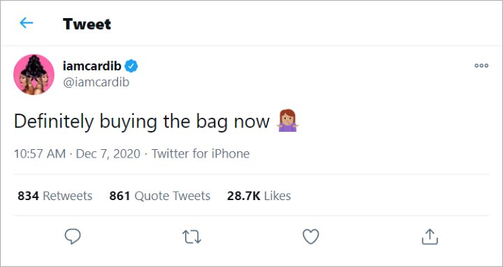 Cardi B's Tweet
