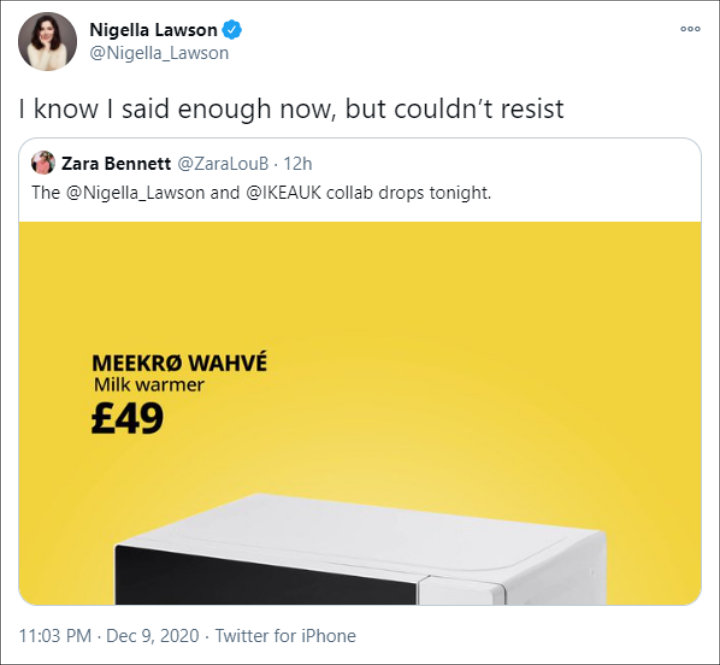 Nigella Lawson's Tweet
