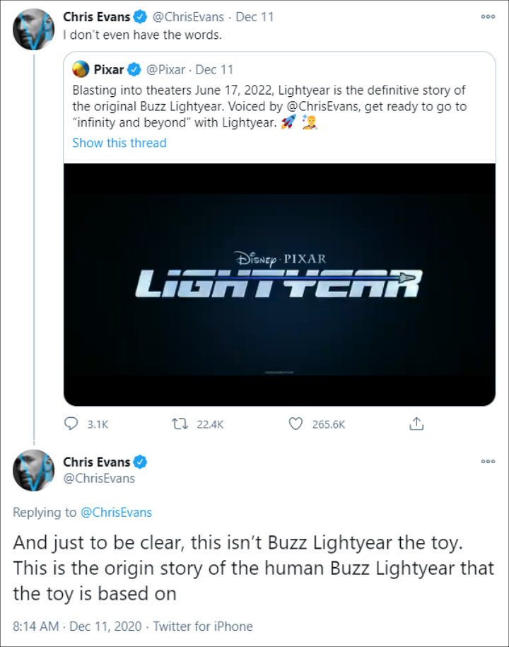 Chris Evans' Tweet