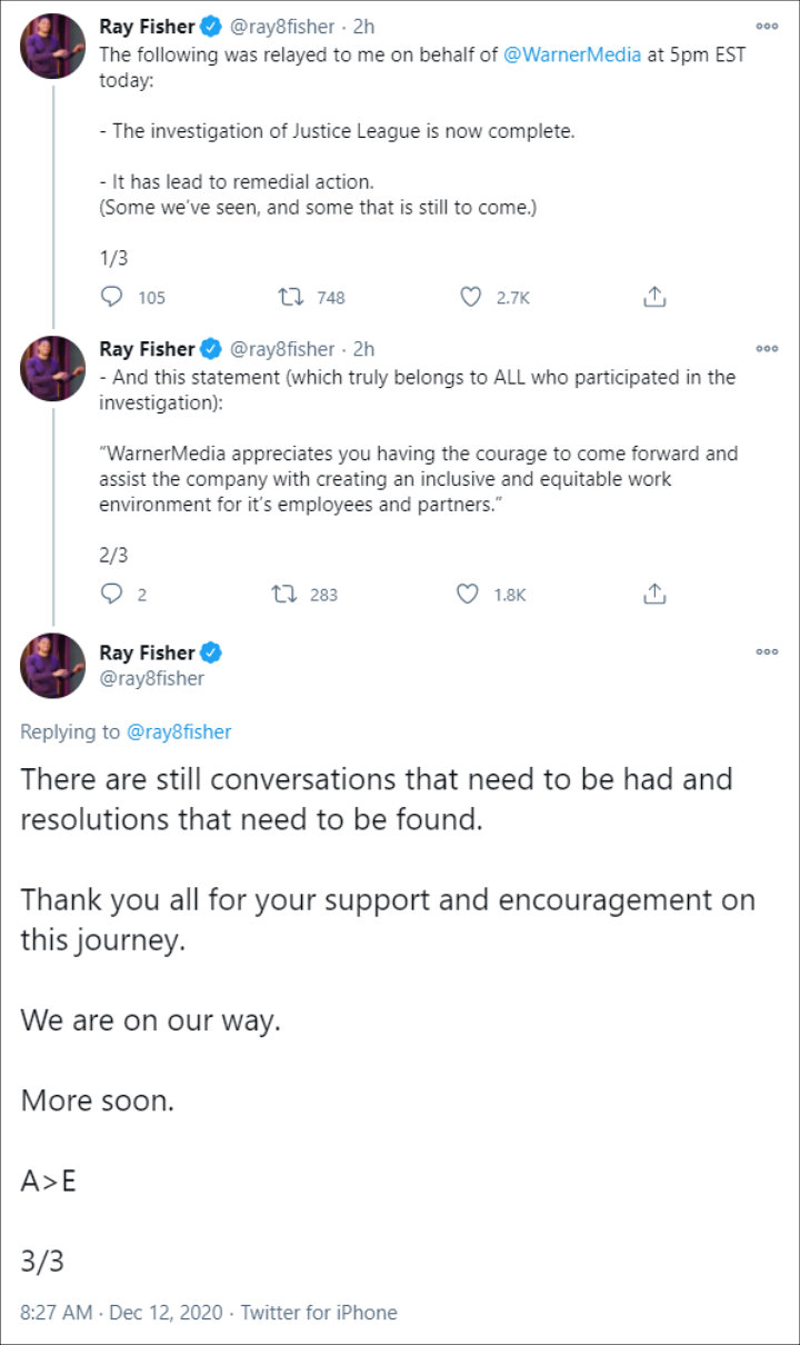 Ray Fisher's Tweets