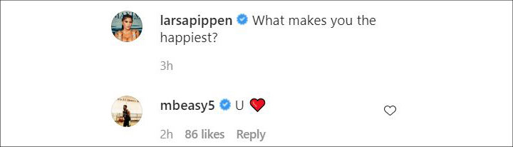 Malik Beasley's Comment on Larsa Pippen's IG Post