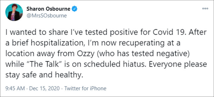 Sharon Osbourne's Tweet